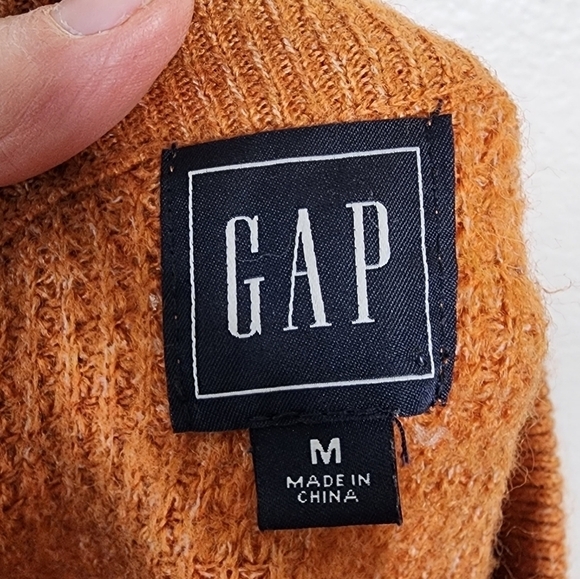 Gap Pumpkin Orange Waffle-Stitch Mockneck Sweater M - Picture 4 of 6